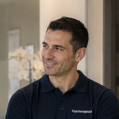 Fisioterapista in polo blu